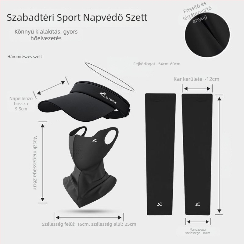 Férfi UV-védelmes napvédő sapka arcfedő maszkkal kerékpározáshoz – kültéri háromrészes készlet