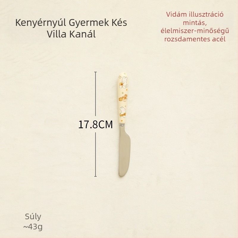 Gyerekeknek szánt rozsdamentes acél étkészlet kerámia fogantyúval – kés, villa és kanál, nyugati stílusú desszertkanál