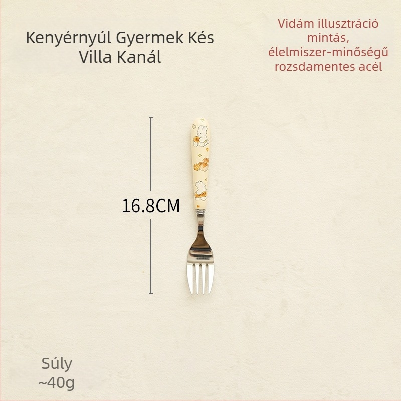 Gyerekeknek szánt rozsdamentes acél étkészlet kerámia fogantyúval – kés, villa és kanál, nyugati stílusú desszertkanál