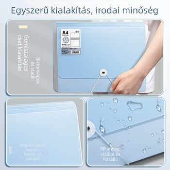 Átlátszó A4-es akkordeon iratrendező vizsgadolgozatokhoz, 13 rekesz, nagy kapacitás