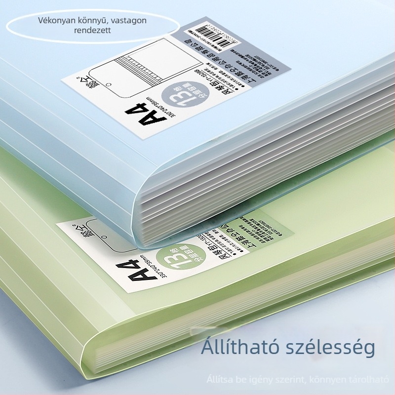 Átlátszó A4-es akkordeon iratrendező vizsgadolgozatokhoz, 13 rekesz, nagy kapacitás