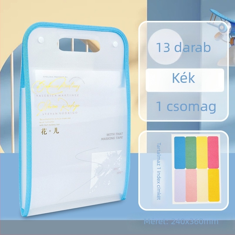 A4-es hordozható 13 rekeszes akordeon-dosszié, átlátszó, nagy kapacitású dokumentumok és vizsgadolgozatok tárolására