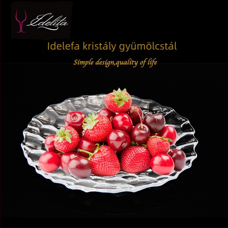Water Cube mintás, áttetsző kristályüveg gyümölcstál