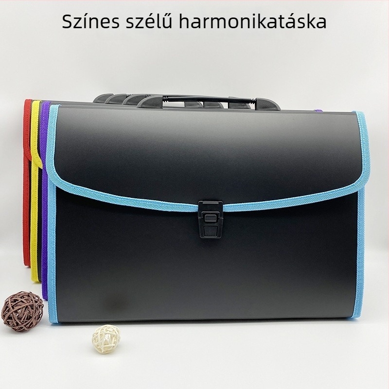 A4-es méretű színes peremű accordion tasak, 13 rekesz, nagy kapacitás dokumentumok és irodai tárolás
