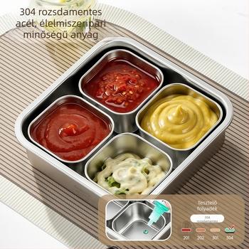 304 rozsdamentes acél négyrészes ételtároló doboz, szilikon fedél, mikrohullámú sütőben használható, fagyasztásra alkalmas