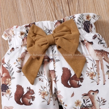 Pamutból készült, állat- és betűmintás háromrészes gyermek szett; hosszú ujjú pulóver és nadrág; 80 cm-ig a newborn méret.
