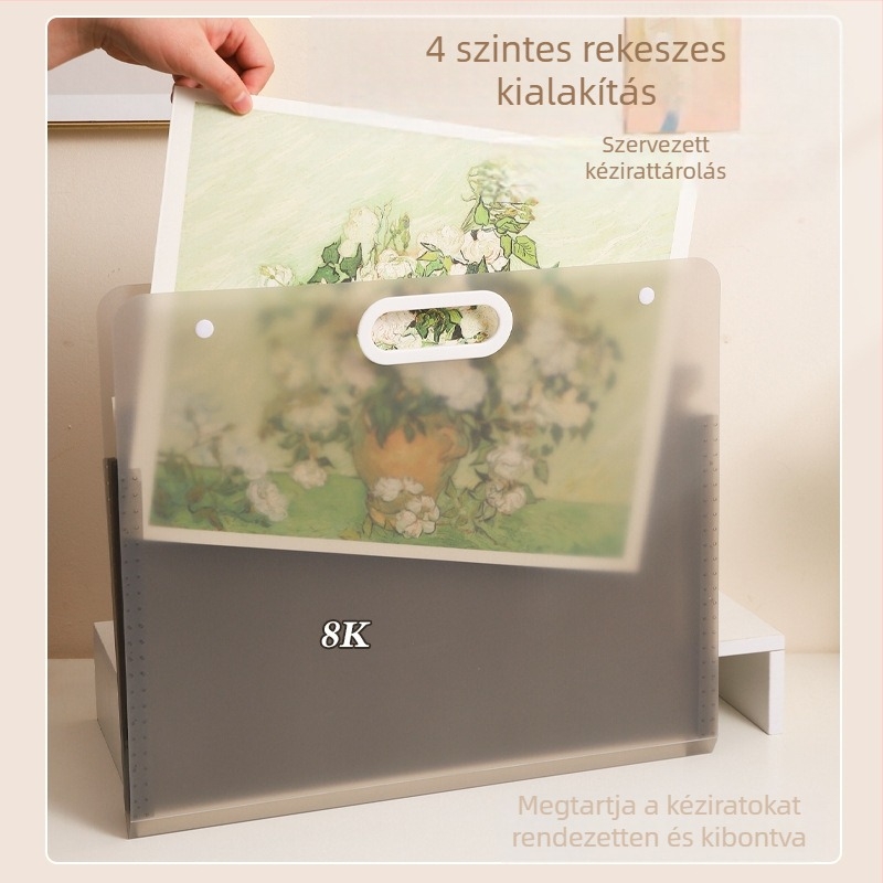 Hordozható 4K rajzalbum szervező, nagy kapacitású – rajzok és papírtároló hely
