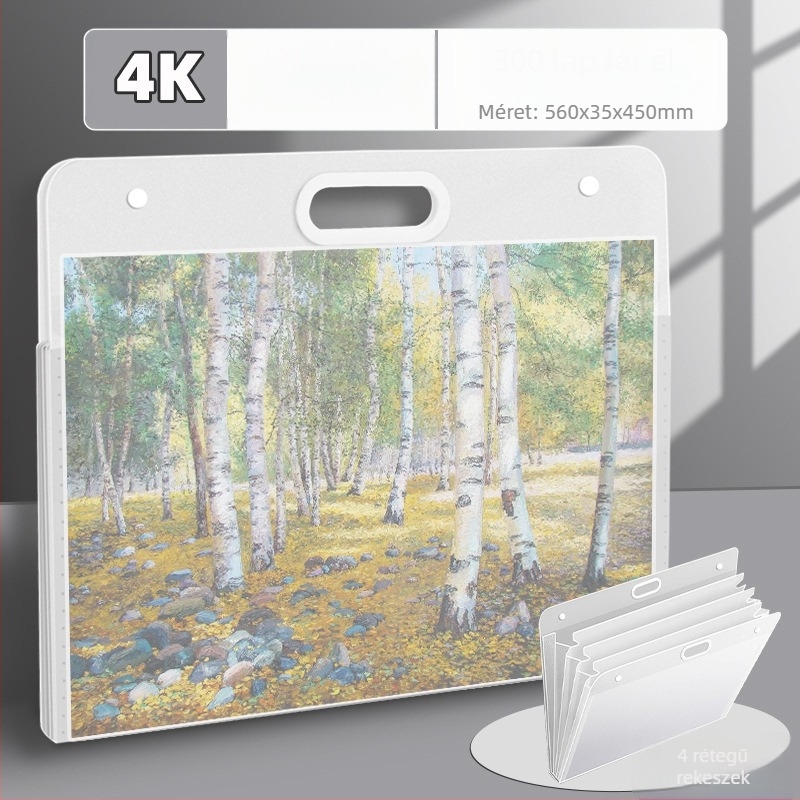 Hordozható 4K rajzalbum szervező, nagy kapacitású – rajzok és papírtároló hely