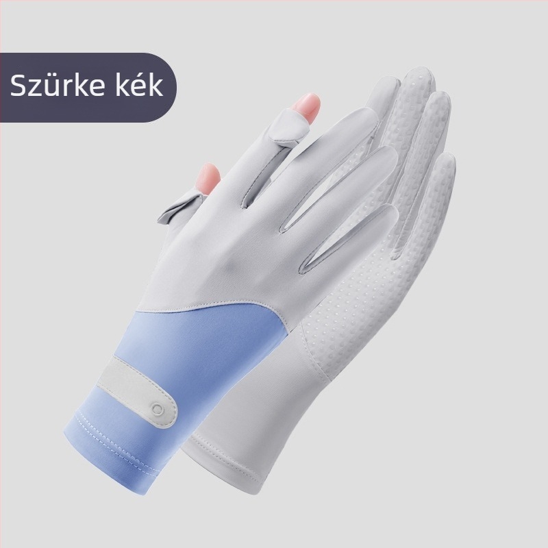 Ice-silk UV-védelmet nyújtó kerékpáros kesztyűk férfiak és nők számára, könnyű, lélegző tavasz–nyár, csúszásmentes, érintőképernyő-kompatibilis