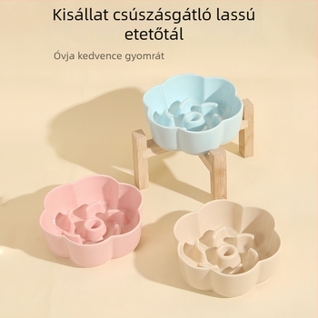 Virágmintás kerámia macska lassú etető tál, a fulladás megelőzésére és a kiömlés megelőzésére