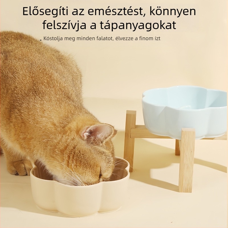 Virágmintás kerámia macska lassú etető tál, a fulladás megelőzésére és a kiömlés megelőzésére