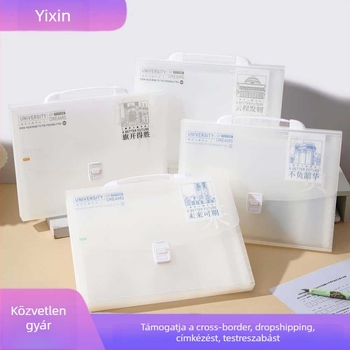 PP anyagú akordeon irattartó diákoknak, 13 rekesz, nagy kapacitású, szöveges nyomtatású dizájn