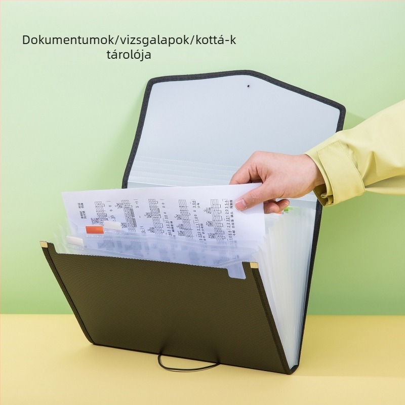 A4-es akordeon irattartó zsinórral, diamant mintás, nagy kapacitású dokumentum rendező, 13 rekesz