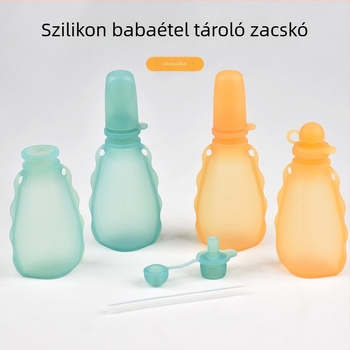 Szilikon babaméz és gyümölcspüré tároló tasak, hordozható, 180 ml, aranyos stílus
