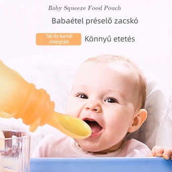 Szilikon babaméz és gyümölcspüré tároló tasak, hordozható, 180 ml, aranyos stílus