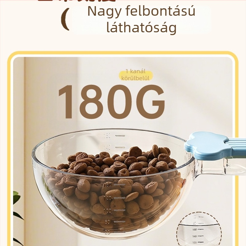 Macska- és kutyaeledel mérőkanál, mérőedény