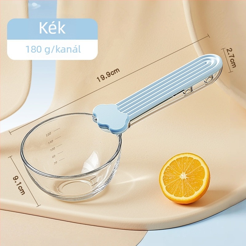 Macska- és kutyaeledel mérőkanál, mérőedény