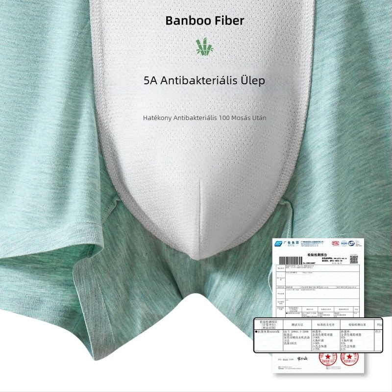 Férfi bambuszrost boxer brief, középmagasságú, antibakteriális, lélegző, egyszínű