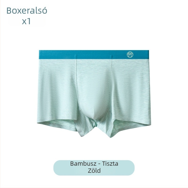 Férfi bambuszrost boxer brief, középmagasságú, antibakteriális, lélegző, egyszínű