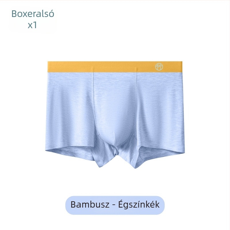 Férfi bambuszrost boxer brief, középmagasságú, antibakteriális, lélegző, egyszínű