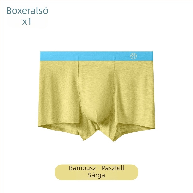 Férfi bambuszrost boxer brief, középmagasságú, antibakteriális, lélegző, egyszínű