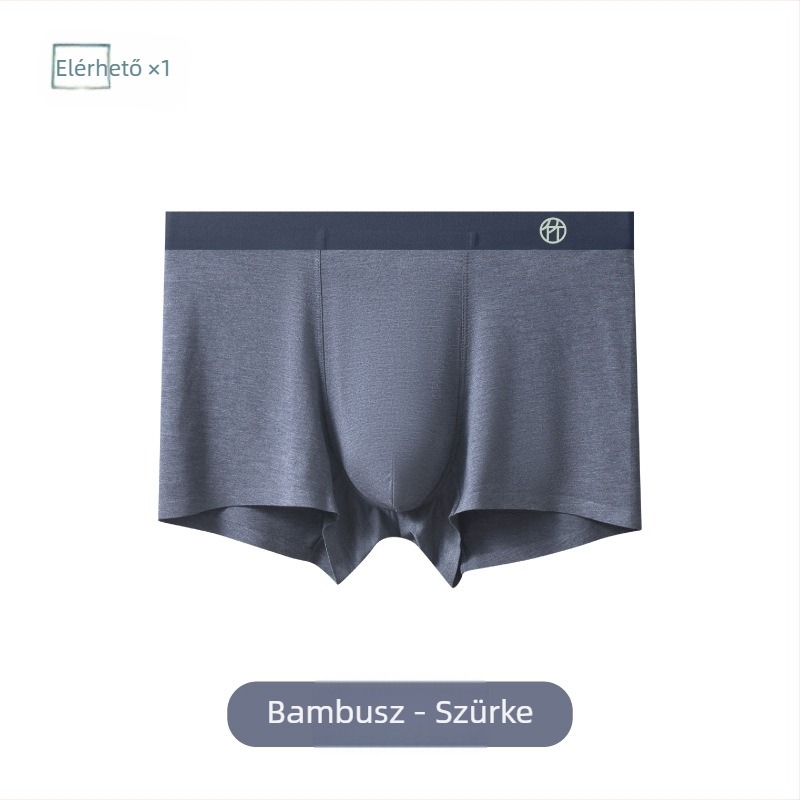 Férfi bambuszrost boxer brief, középmagasságú, antibakteriális, lélegző, egyszínű