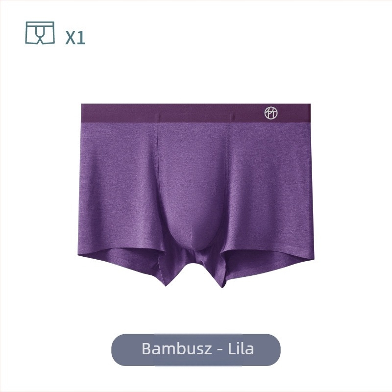 Férfi bambuszrost boxer brief, középmagasságú, antibakteriális, lélegző, egyszínű