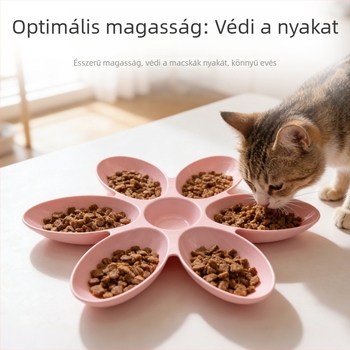 Több rekeszes macskatál – több macskának etetésre és ivásra, kiömlés elleni védelem és étellopás elleni védelem
