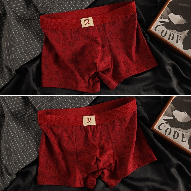 Férfi pamut boxer alsó, piros, kényelmes és lélegző, a születési évre, modell P8
