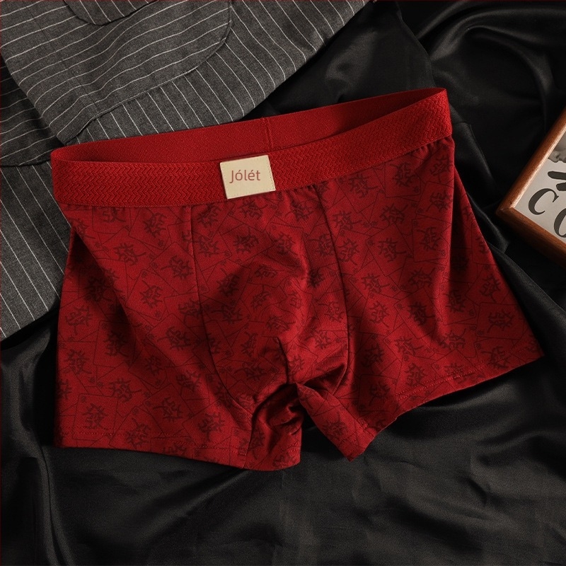 Férfi pamut boxer alsó, piros, kényelmes és lélegző, a születési évre, modell P8