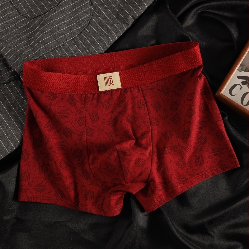 Férfi pamut boxer alsó, piros, kényelmes és lélegző, a születési évre, modell P8