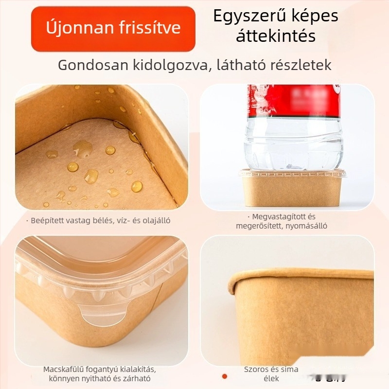 Egyszer használatos ebédes doboz kraft papírból, piknikhez és szabadtéri kempingezéshez, sushi