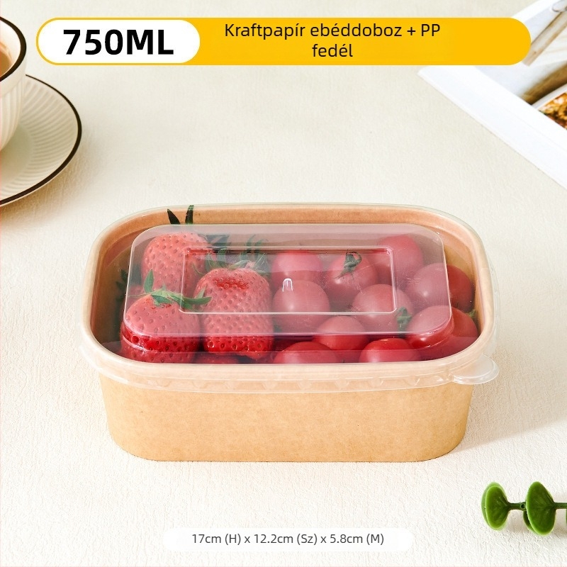 Egyszer használatos ebédes doboz kraft papírból, piknikhez és szabadtéri kempingezéshez, sushi