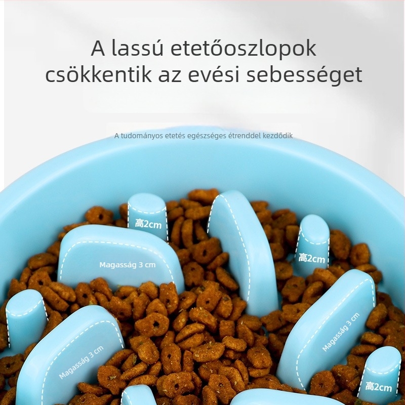 Kutyák lassú etető tál, fulladás elleni kialakítás, színes, praktikus etetőeszköz