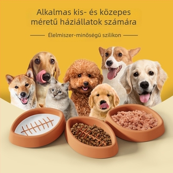 Macska- és kutya lassú etető tálja, élelmiszer-minőségű szilikonból, kiömlés elleni, lassú evés edény