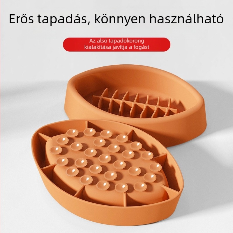 Macska- és kutya lassú etető tálja, élelmiszer-minőségű szilikonból, kiömlés elleni, lassú evés edény