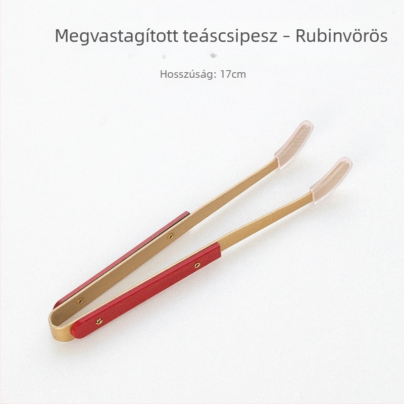 Réz teklip, hatszetsz készlet réz- és fa kombinációval, teacsipeszekkel