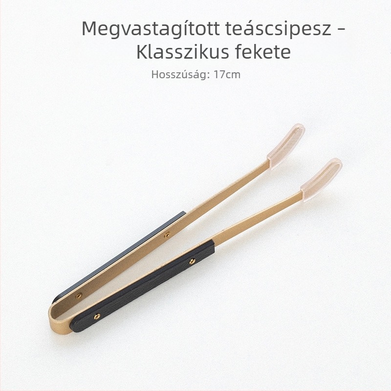 Réz teklip, hatszetsz készlet réz- és fa kombinációval, teacsipeszekkel