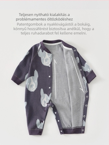 100% pamut babaruha overál, hosszú ujjak, uniszex, újszülött, tavasz–ősz