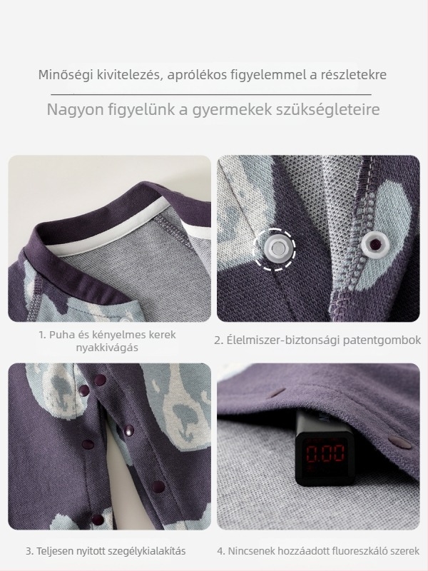 100% pamut babaruha overál, hosszú ujjak, uniszex, újszülött, tavasz–ősz