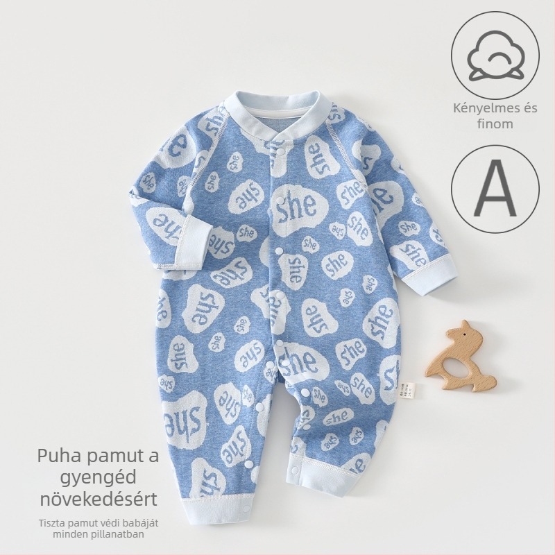 100% pamut babaruha overál, hosszú ujjak, uniszex, újszülött, tavasz–ősz