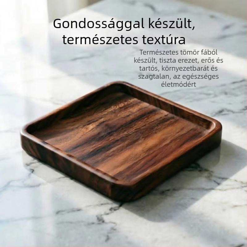 Diófából készült teás tálca szeparátorral és kóstoló kiegészítőkkel, otthoni használatra