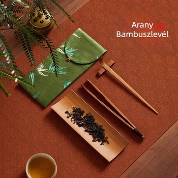 Új kínai stílusú Gongfu tea ceremónia kiegészítők vászon tárolótáskával, teás ollóval és teáscsipesszel, hat darabos készlet