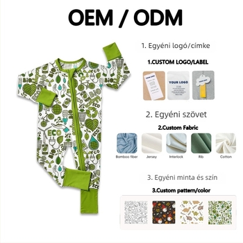 Bambuszrostból készült hosszú ujjú babamászó overál, őszi–téli dizájn, aktív nyomtatás, kiváló minőség
