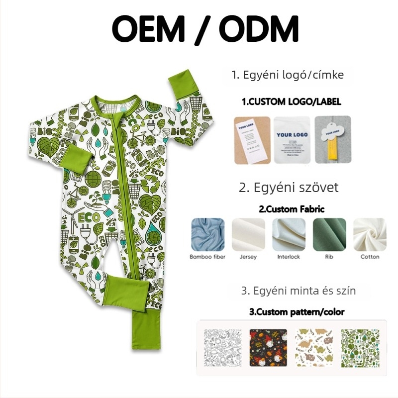 Bambuszrostból készült hosszú ujjú babamászó overál, őszi–téli dizájn, aktív nyomtatás, kiváló minőség