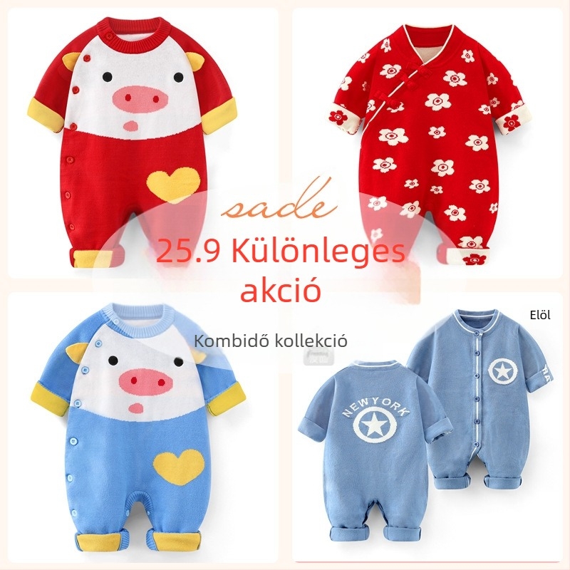 Csecsemő hosszú ujjú body, 100% pamut, Biztonsági kategória A, 0–12 hónap, őszi–téli