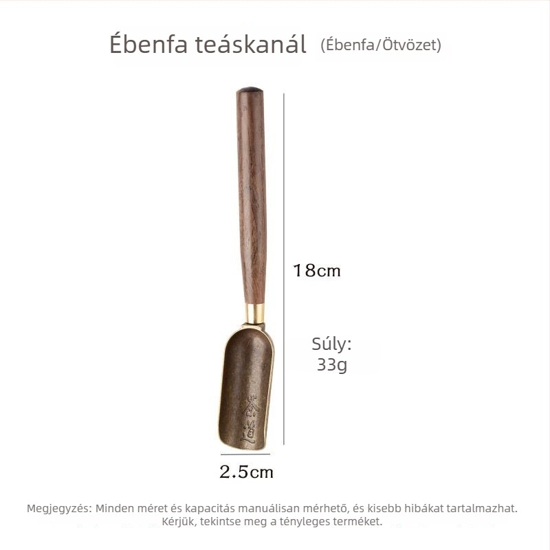 Abanófa teás kiegészítők készlet: teazáró klip, teáskanál, teáskés, teafogó kendő, tealevél-klip, csipesz és teakészítéshez szükséges eszközök
