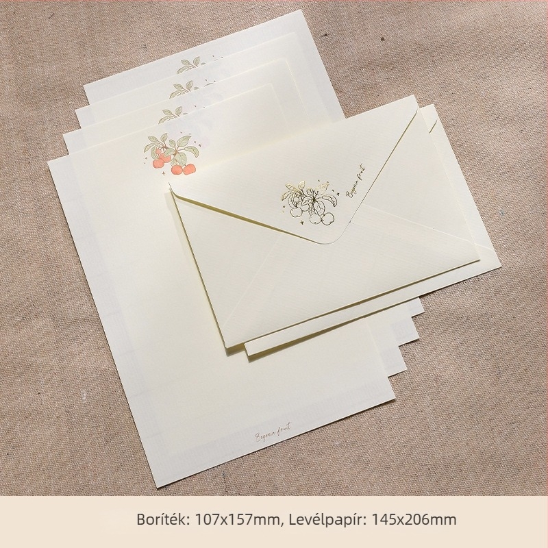 Boríték- és levélpapír készlet retro európai stílusban romantikus levelekhez, minimalistikus művészi dizájn arany fóliával, luxus születésnapi üdvözlőlap