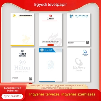 Logóval ellátott egyedi levélpapír, vállalati irodai kellékek, A4/A5 formátumú vázlatpapírok, hivatalos dokumentumok, brosúra címkék, jegyzetek