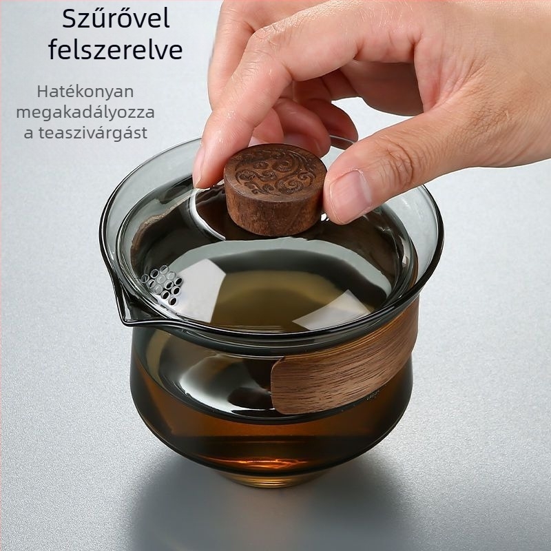 Vastag üvegfedeles teáskészlet kínai stílusban